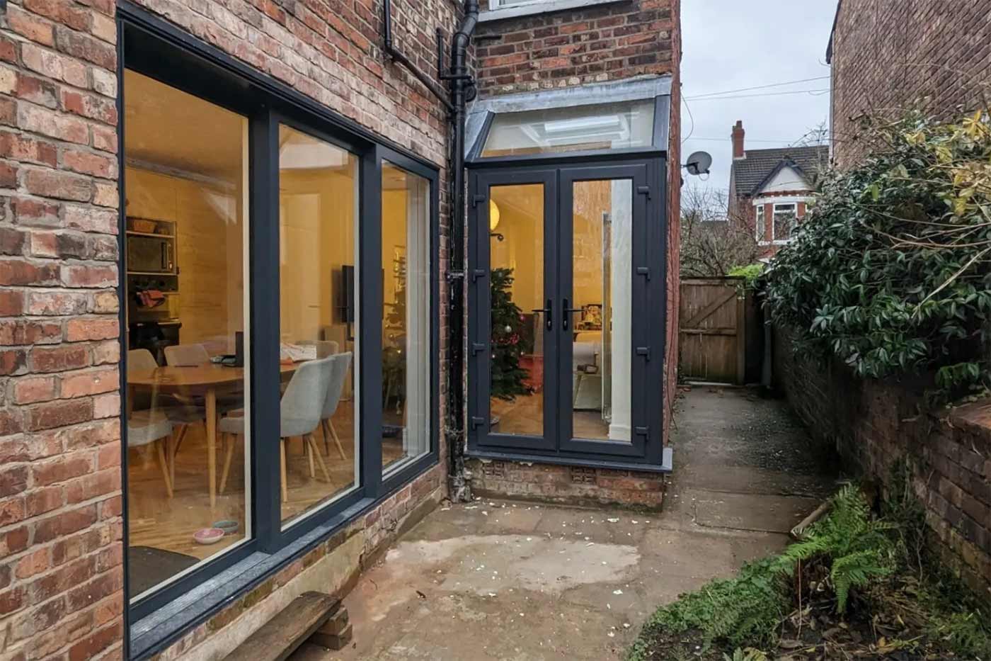 House renovation works including patio and sliding doors by Prima Construction, professional builders in Stockport.